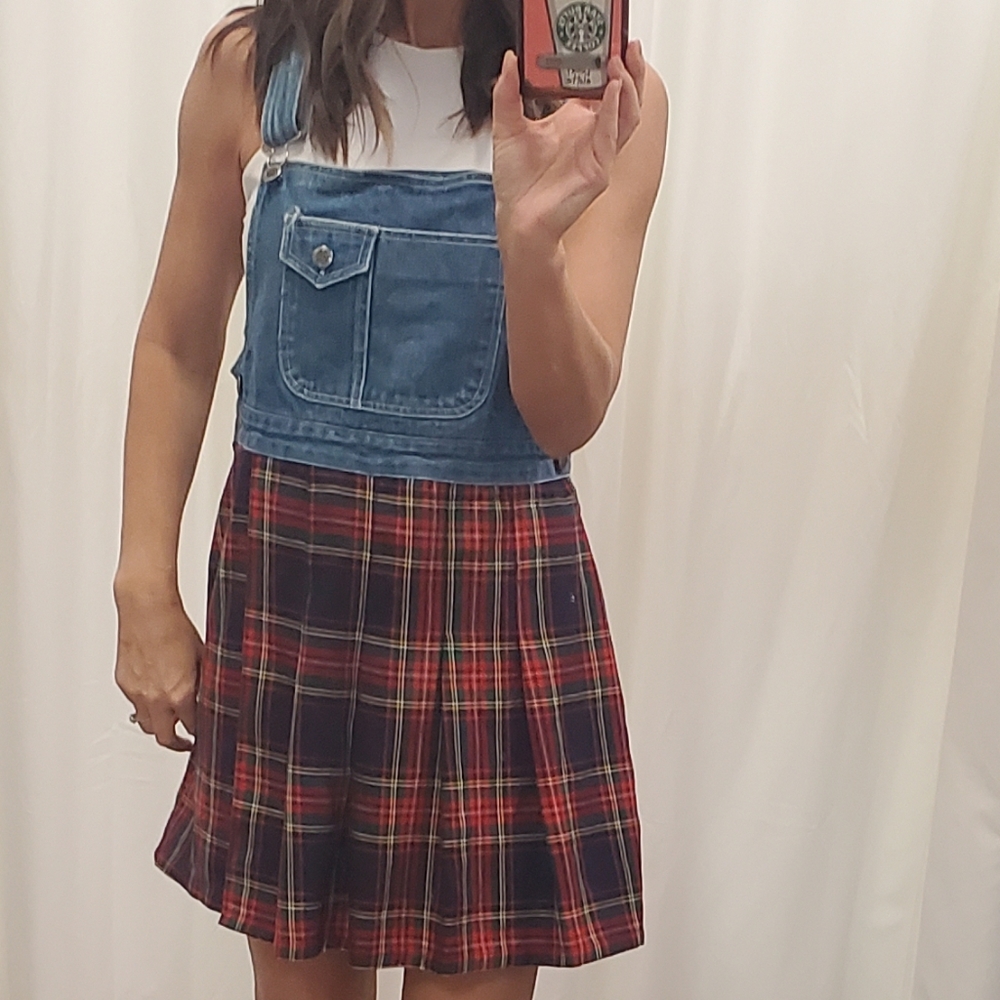 No boundaries 90s plaid and denim shortall